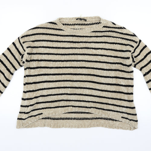 humility Womens Beige Striped  Pullover Jumper Size XL