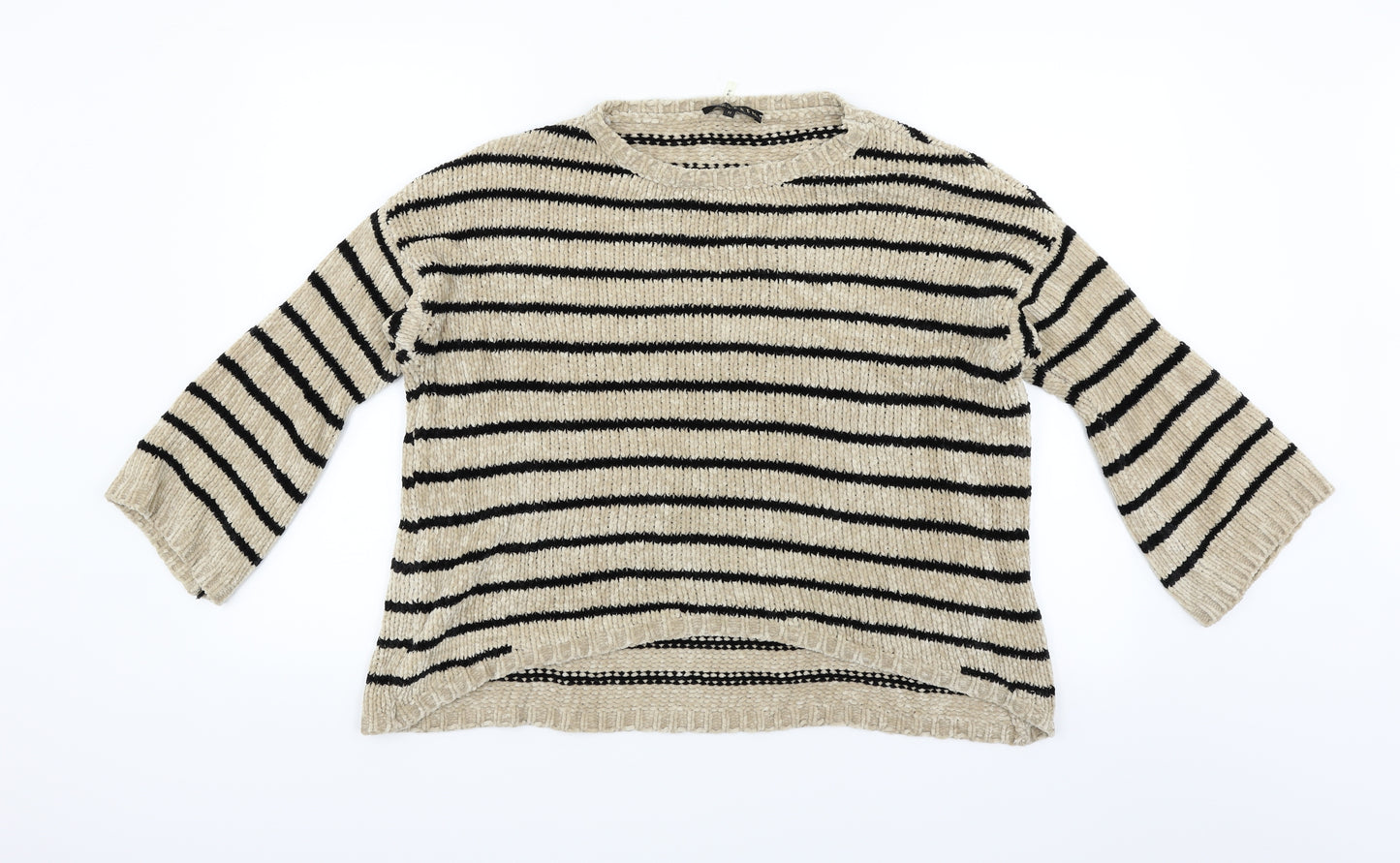 humility Womens Beige Striped  Pullover Jumper Size XL