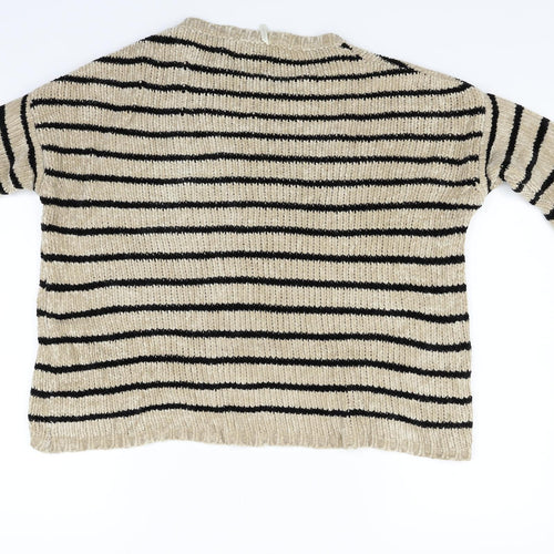 humility Womens Beige Striped  Pullover Jumper Size XL