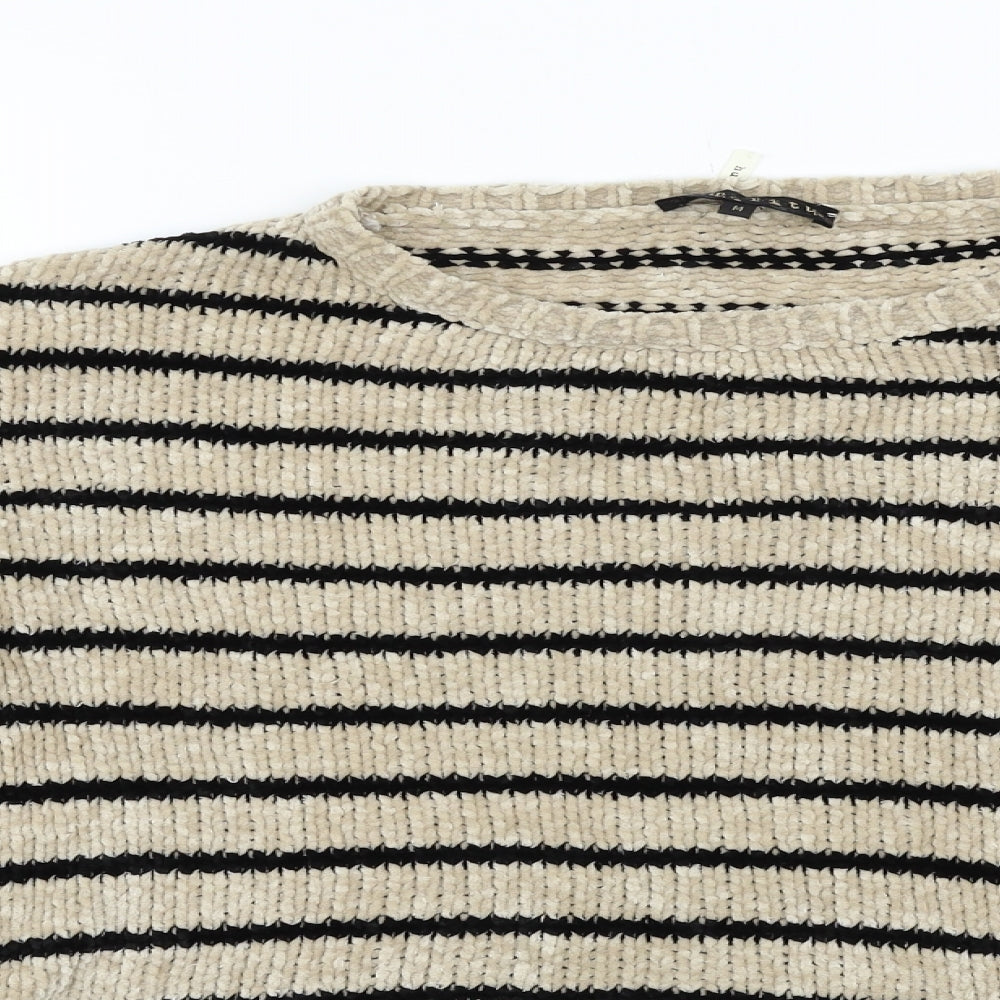 humility Womens Beige Striped  Pullover Jumper Size XL
