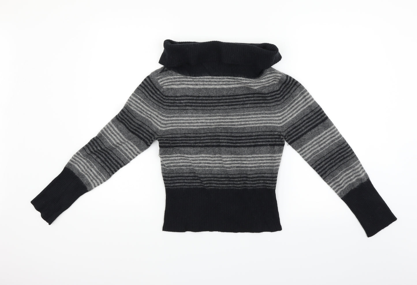 Oasis Womens Grey Striped  Pullover Jumper Size 14