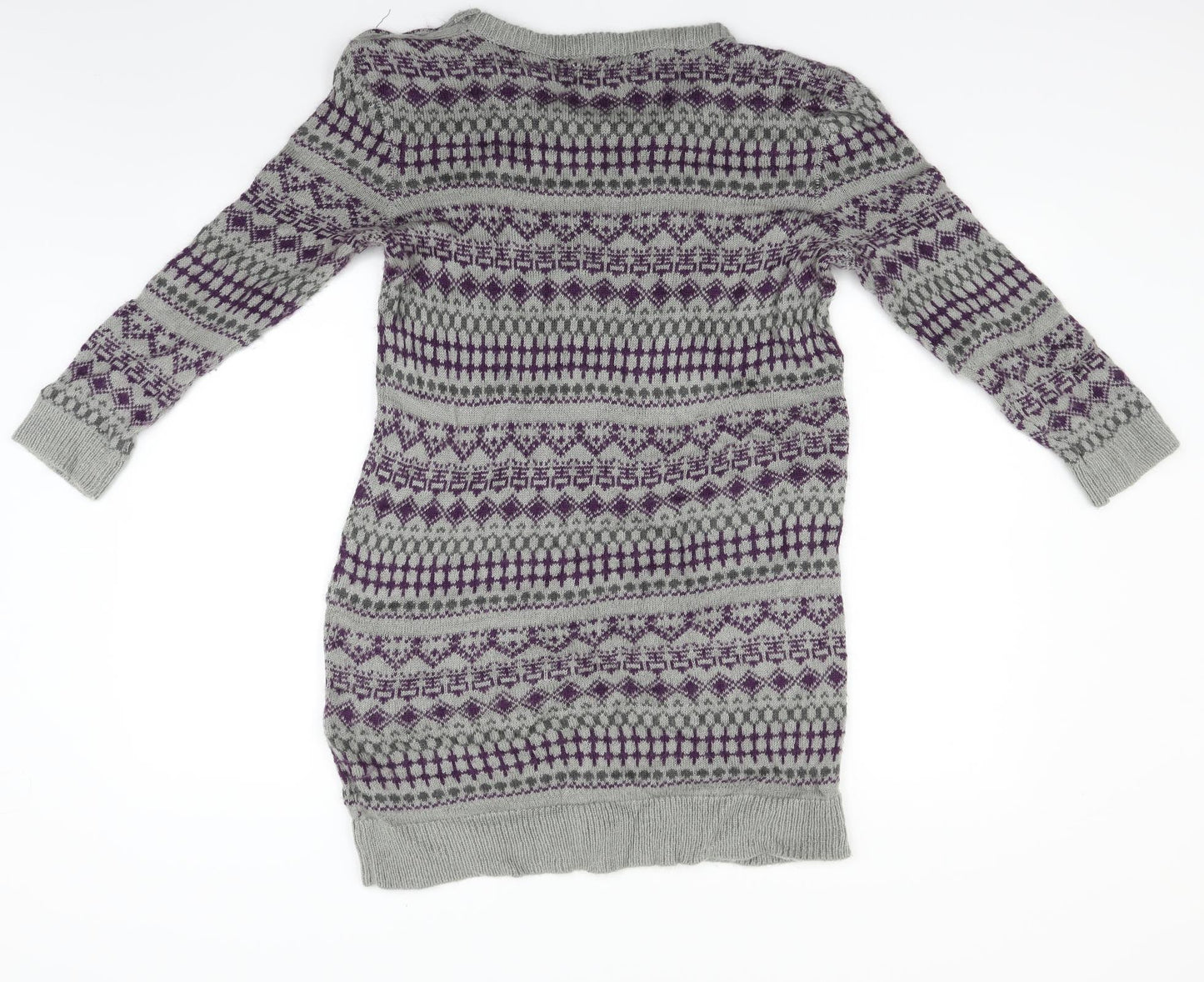 Cotton Traders Womens Grey Geometric  Jumper Dress  Size 12
