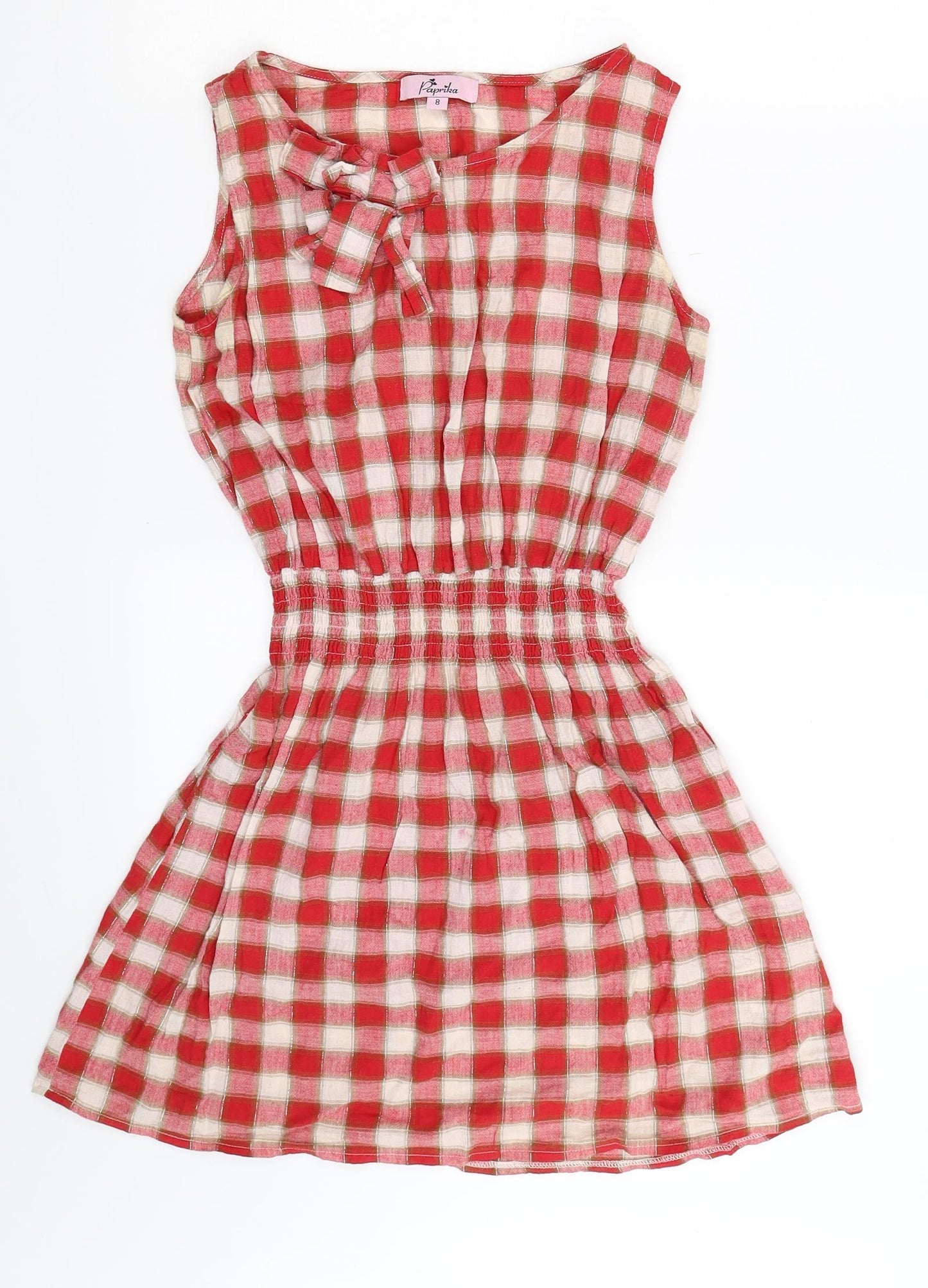 Paprika Womens Red Check  Fit & Flare  Size 8
