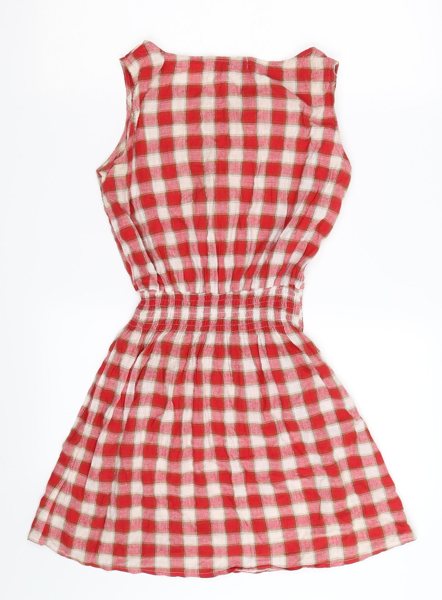 Paprika Womens Red Check  Fit & Flare  Size 8