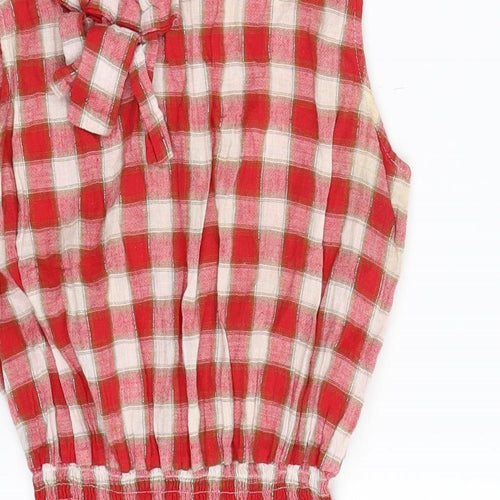 Paprika Womens Red Check  Fit & Flare  Size 8
