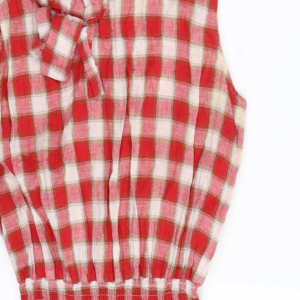 Paprika Womens Red Check  Fit & Flare  Size 8