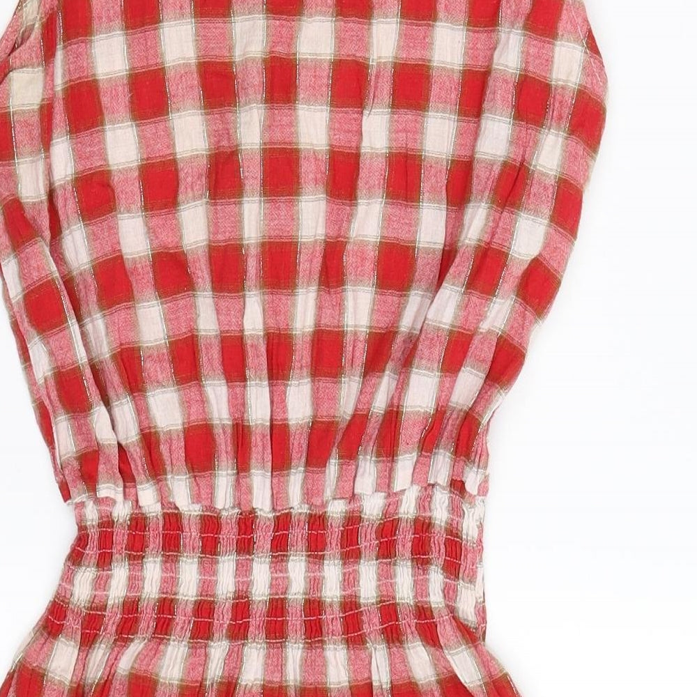Paprika Womens Red Check  Fit & Flare  Size 8