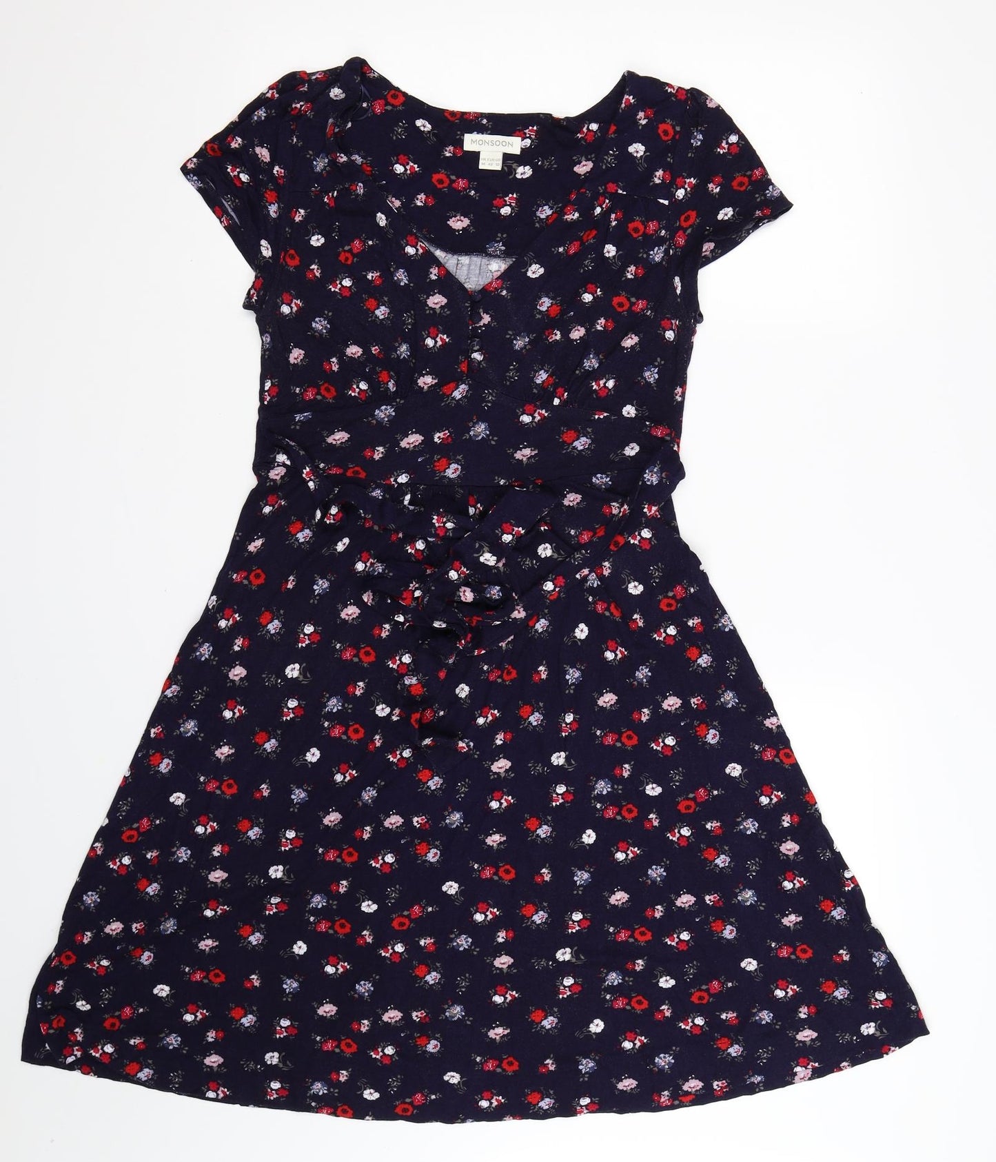 Monsoon Womens Blue Floral  Fit & Flare  Size 14