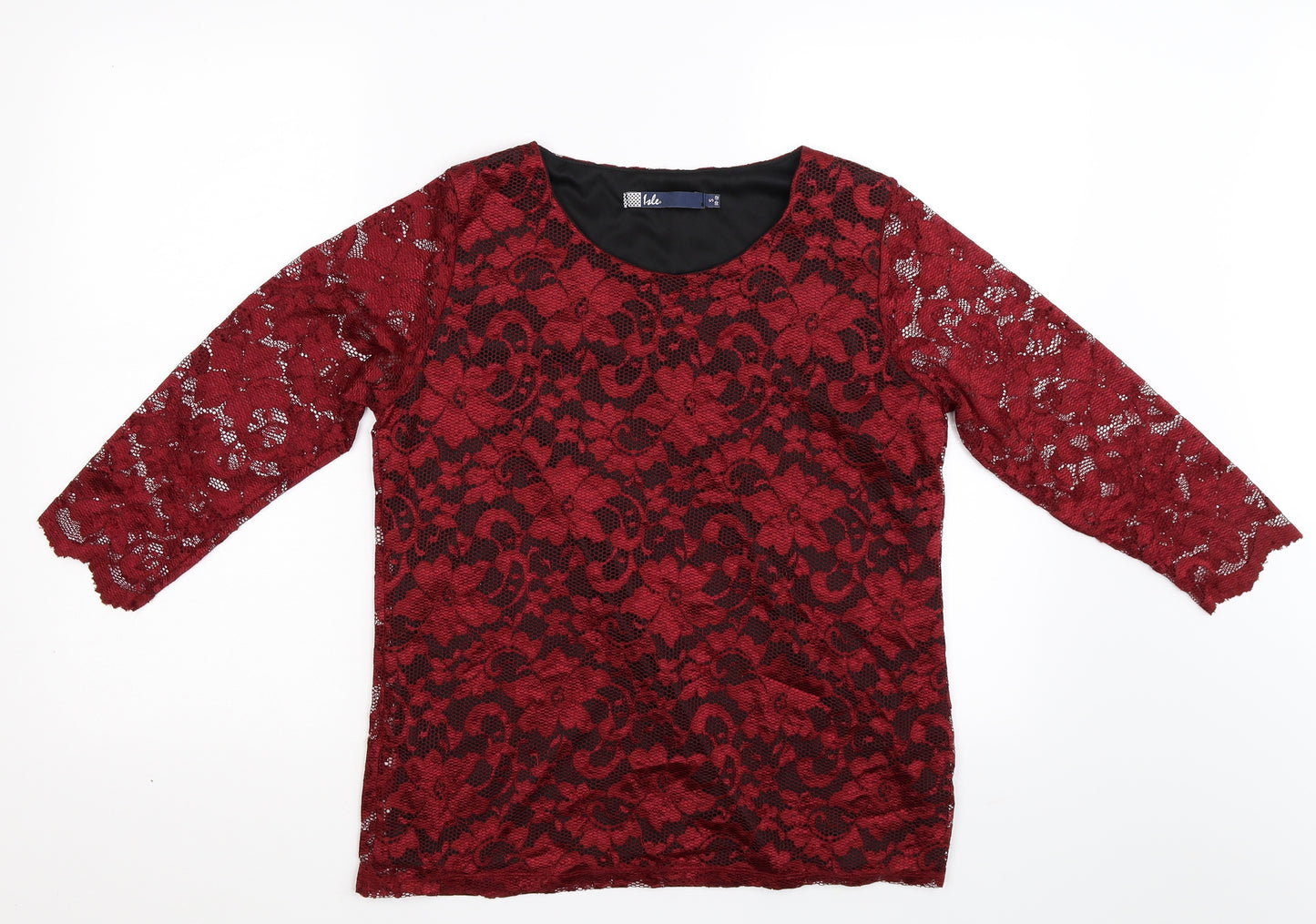 Isle Womens Red Floral  Basic Blouse Size S  - Size:10-12