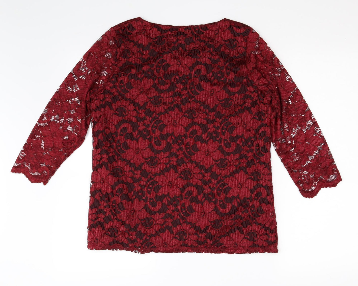 Isle Womens Red Floral  Basic Blouse Size S  - Size:10-12