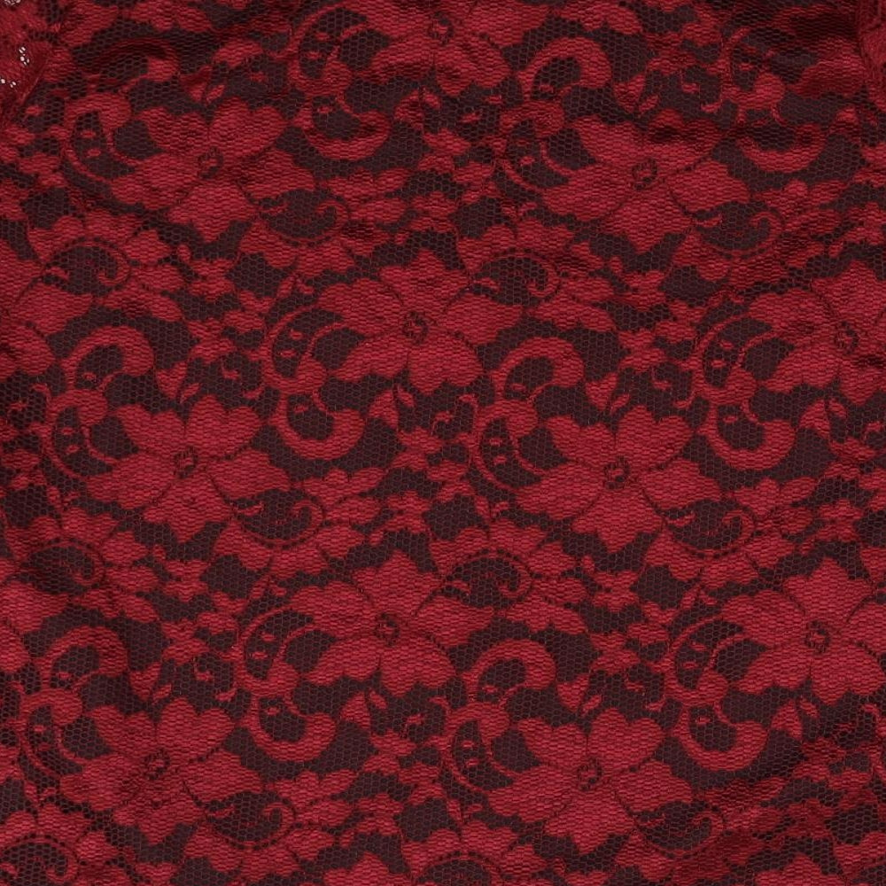 Isle Womens Red Floral  Basic Blouse Size S  - Size:10-12