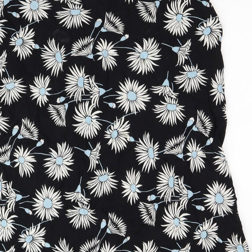 M&S Womens Black Floral  A-Line Skirt Size 18