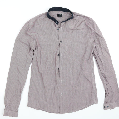 M&S Mens Pink Striped   Button-Up Size M