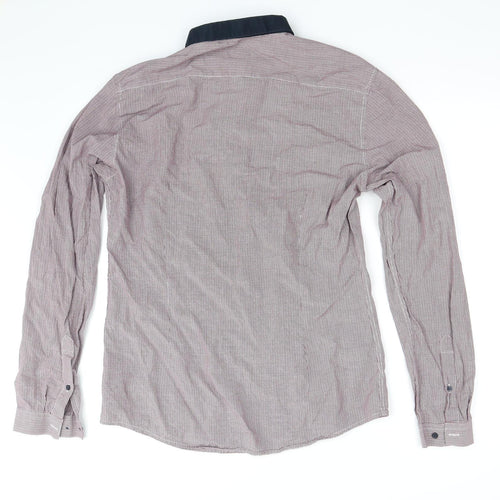 M&S Mens Pink Striped   Button-Up Size M