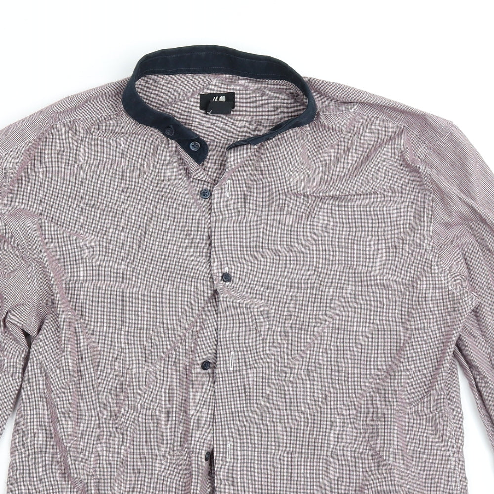 M&S Mens Pink Striped   Button-Up Size M