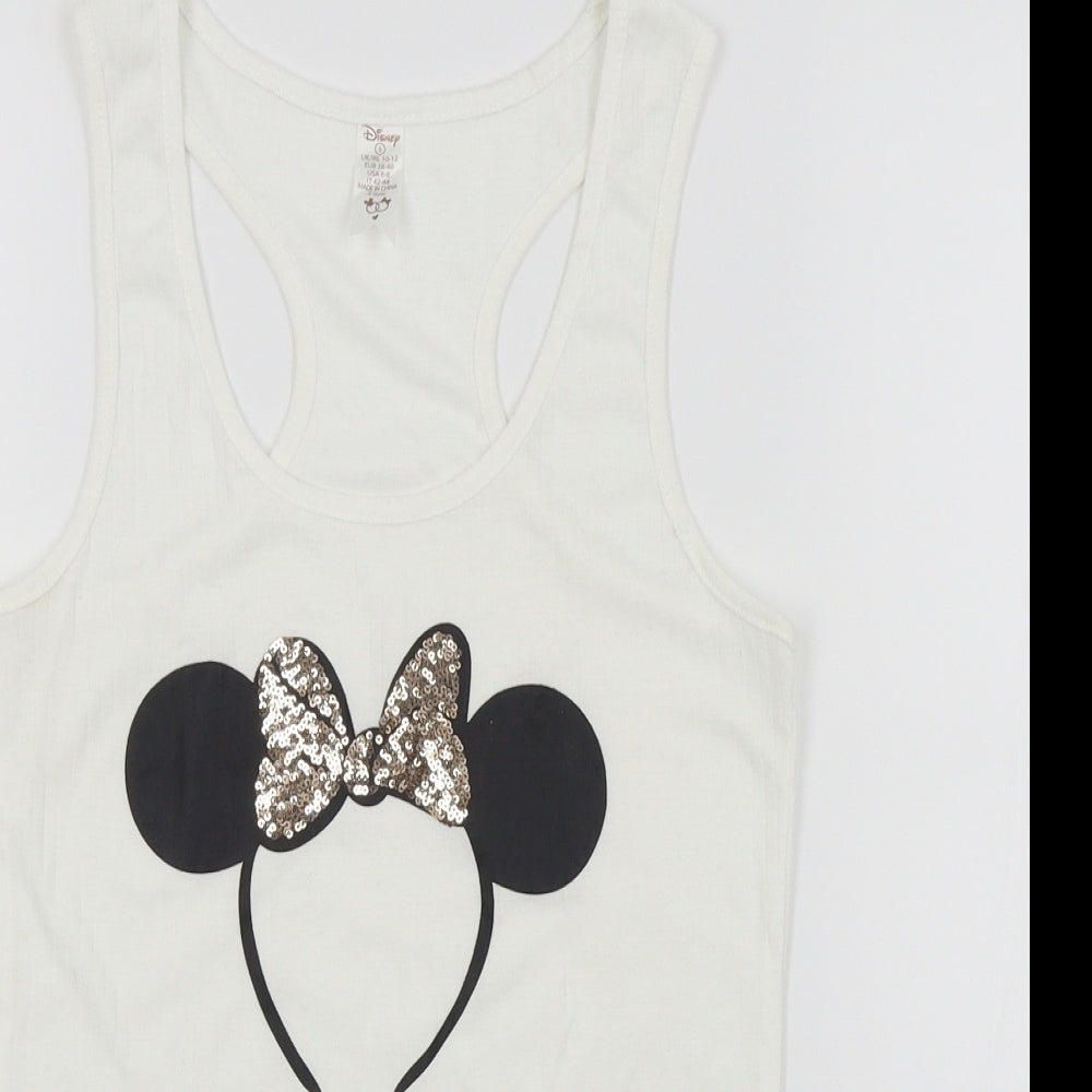 Primark Womens White   Basic T-Shirt Size 10  - Disney Minnie Mouse,bride to be