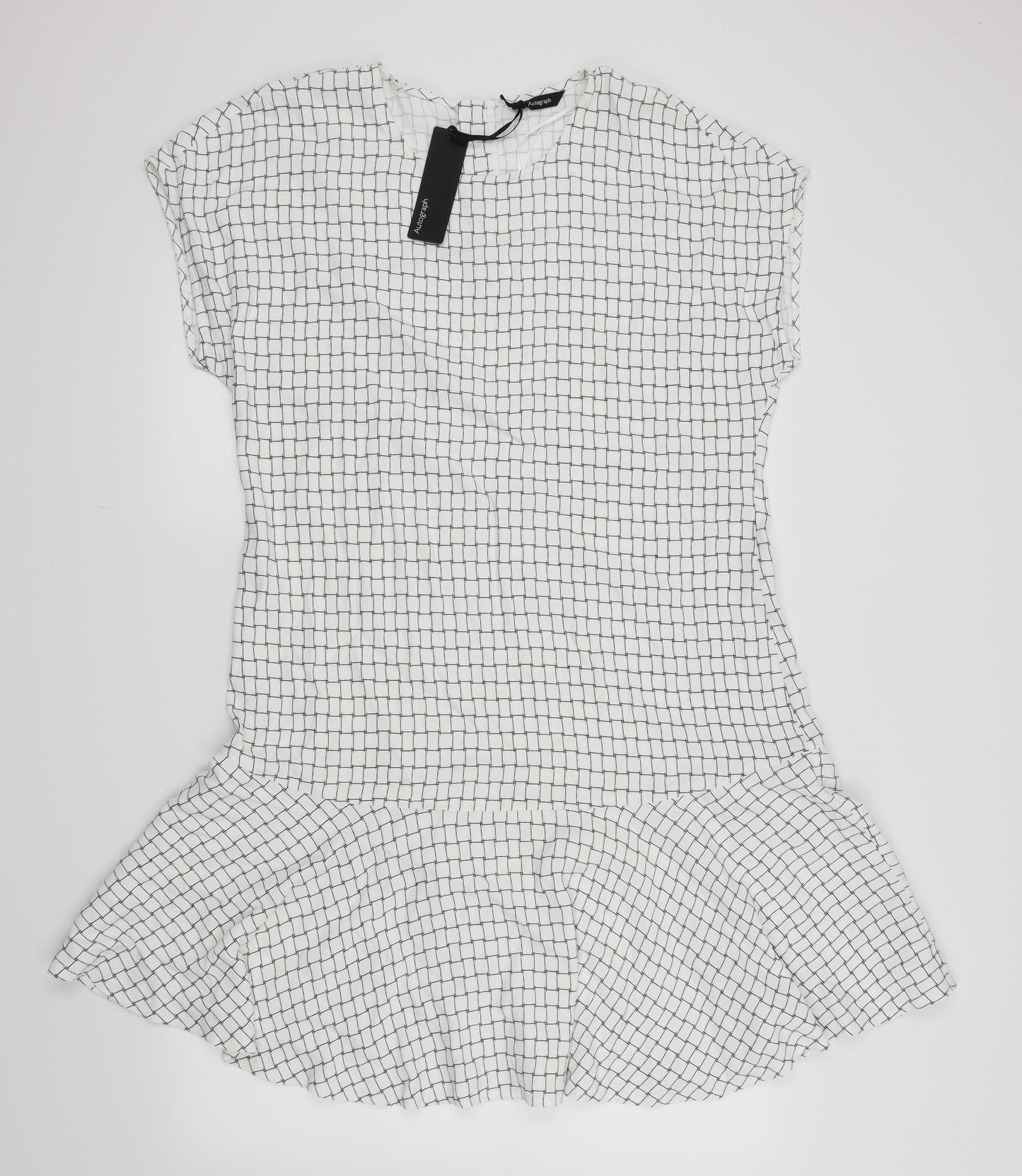 Autograph Womens White Check  Fit & Flare  Size 18