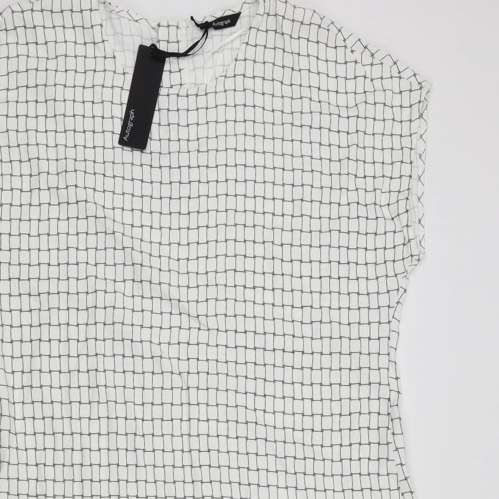 Autograph Womens White Check  Fit & Flare  Size 18