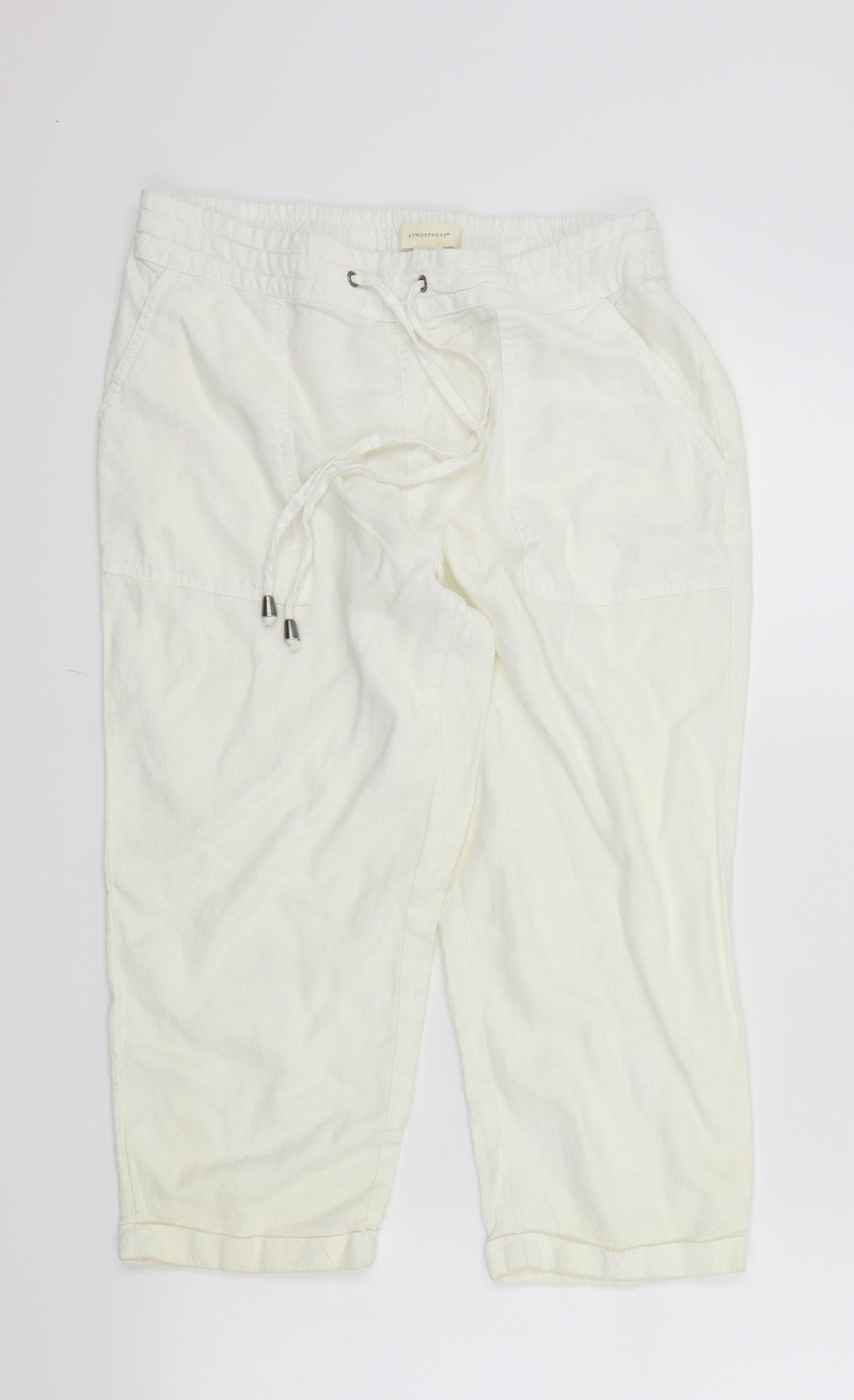 Atmosphere Womens White   Trousers  Size 12 L20 in