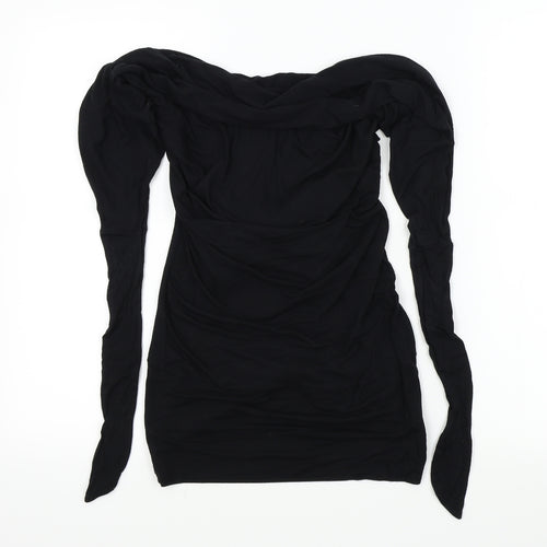 Evita Womens Black   Basic T-Shirt Size S  - bow on scoop back