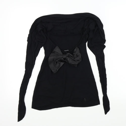 Evita Womens Black   Basic T-Shirt Size S  - bow on scoop back