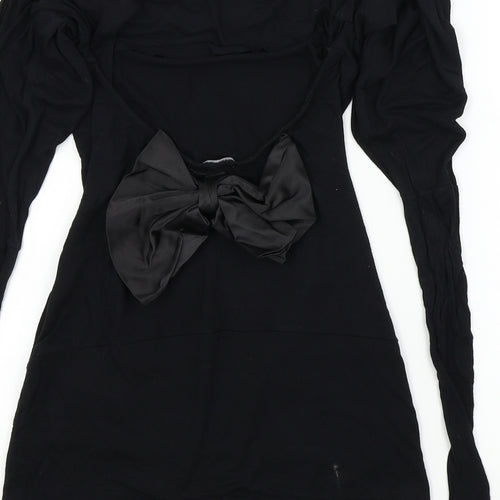 Evita Womens Black   Basic T-Shirt Size S  - bow on scoop back
