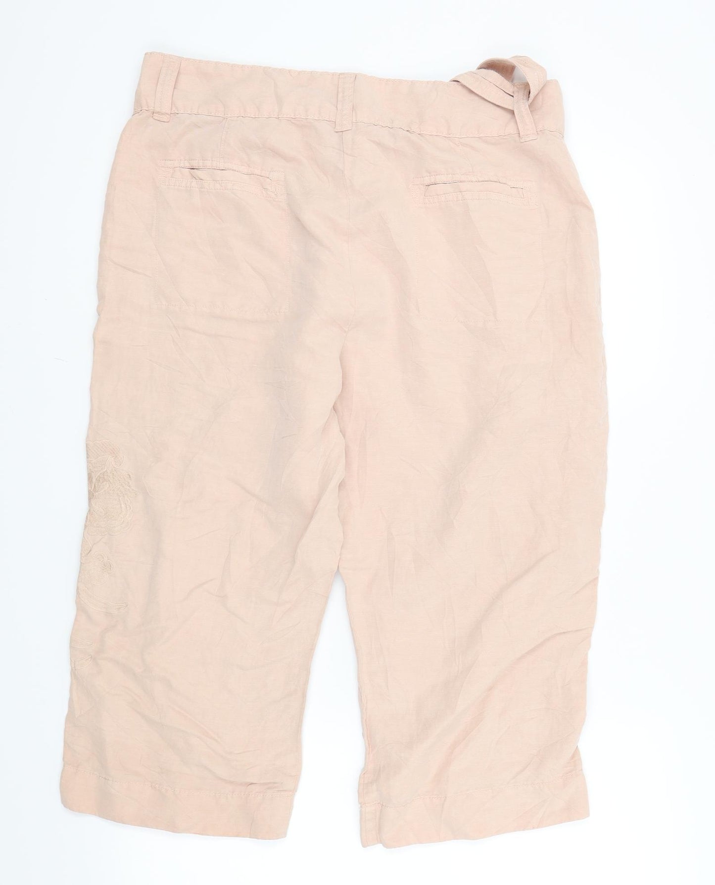 M&S Womens Pink Floral  Trousers  Size 16 L20 in