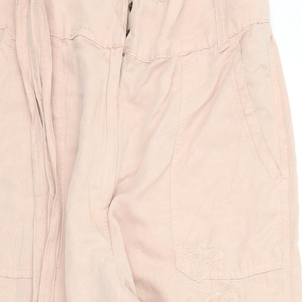 M&S Womens Pink Floral  Trousers  Size 16 L20 in