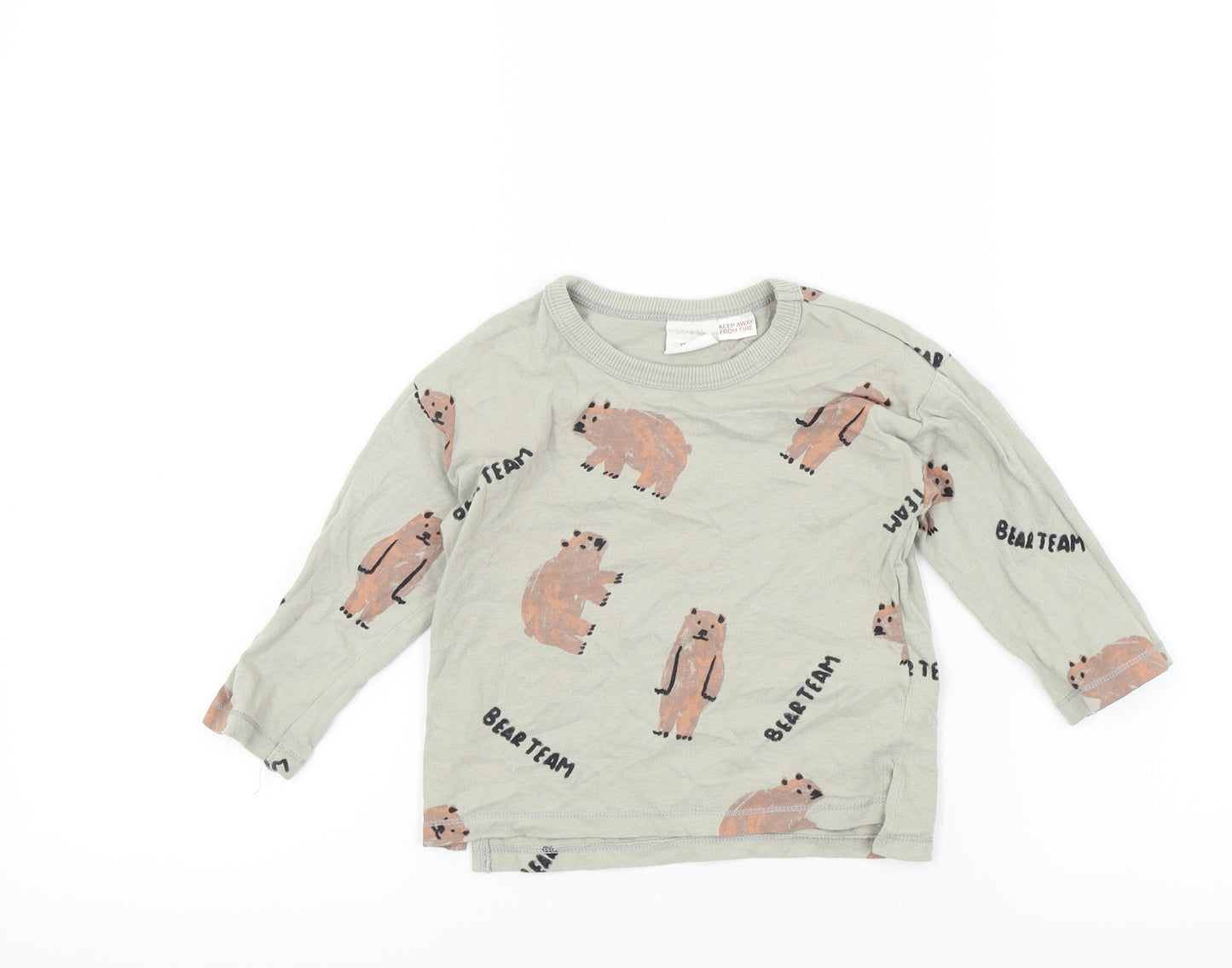 Zara Boys Grey Animal Print  Basic Casual Size 12-18 Months  - Bear Team