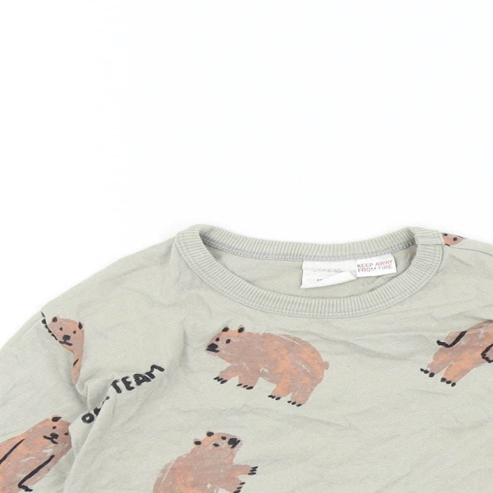 Zara Boys Grey Animal Print  Basic Casual Size 12-18 Months  - Bear Team