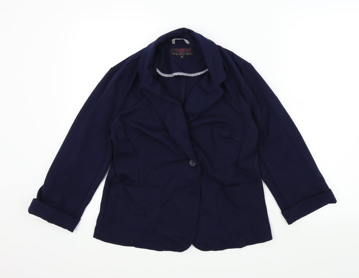 New Look Womens Blue Houndstooth Jacket Size 12