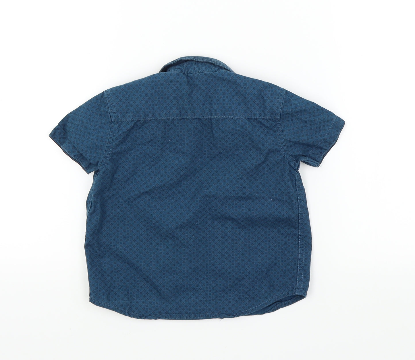 George Boys Blue Geometric  Basic Button-Up Size 3 Years