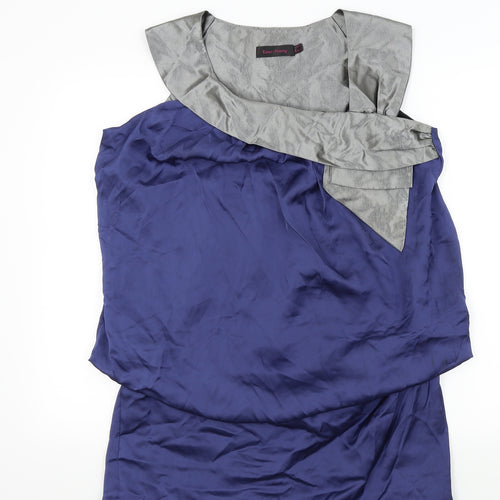 Ever-Pretty Womens Blue   Fit & Flare  Size 12  - bow neck detail