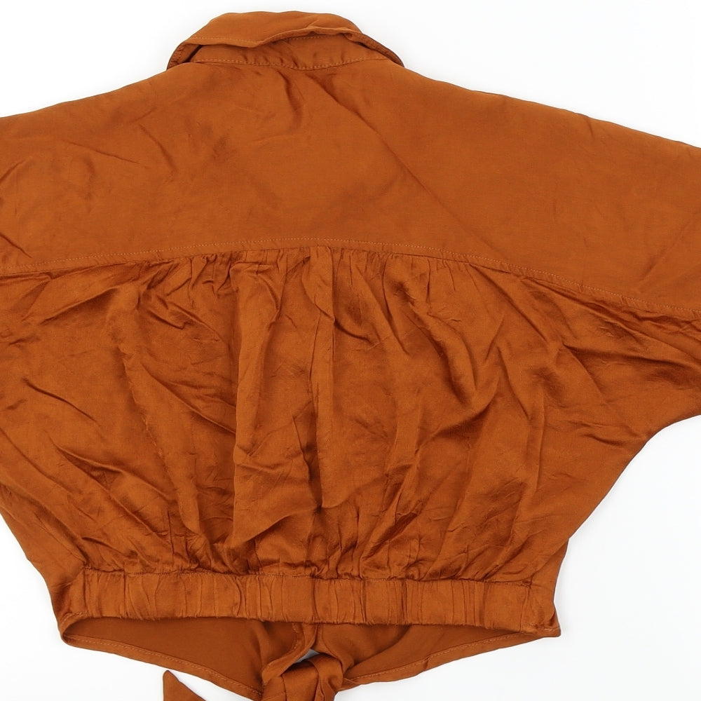 Urban Outfitters Womens Brown   Basic Blouse Size XS  - tie waist