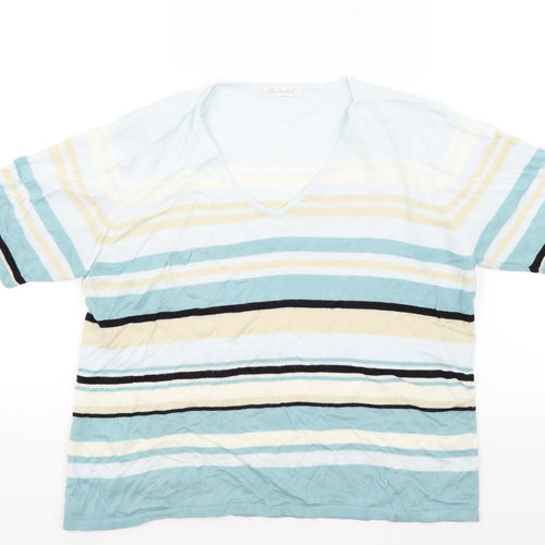 Berkertex Womens Blue Striped  Pullover Jumper Size 16