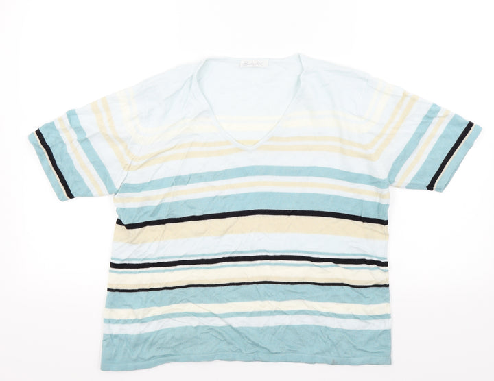 Berkertex Womens Blue Striped  Pullover Jumper Size 16