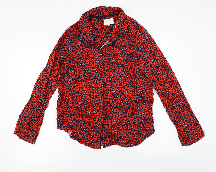 NEXT Womens Red Basic Button-Up Size 10