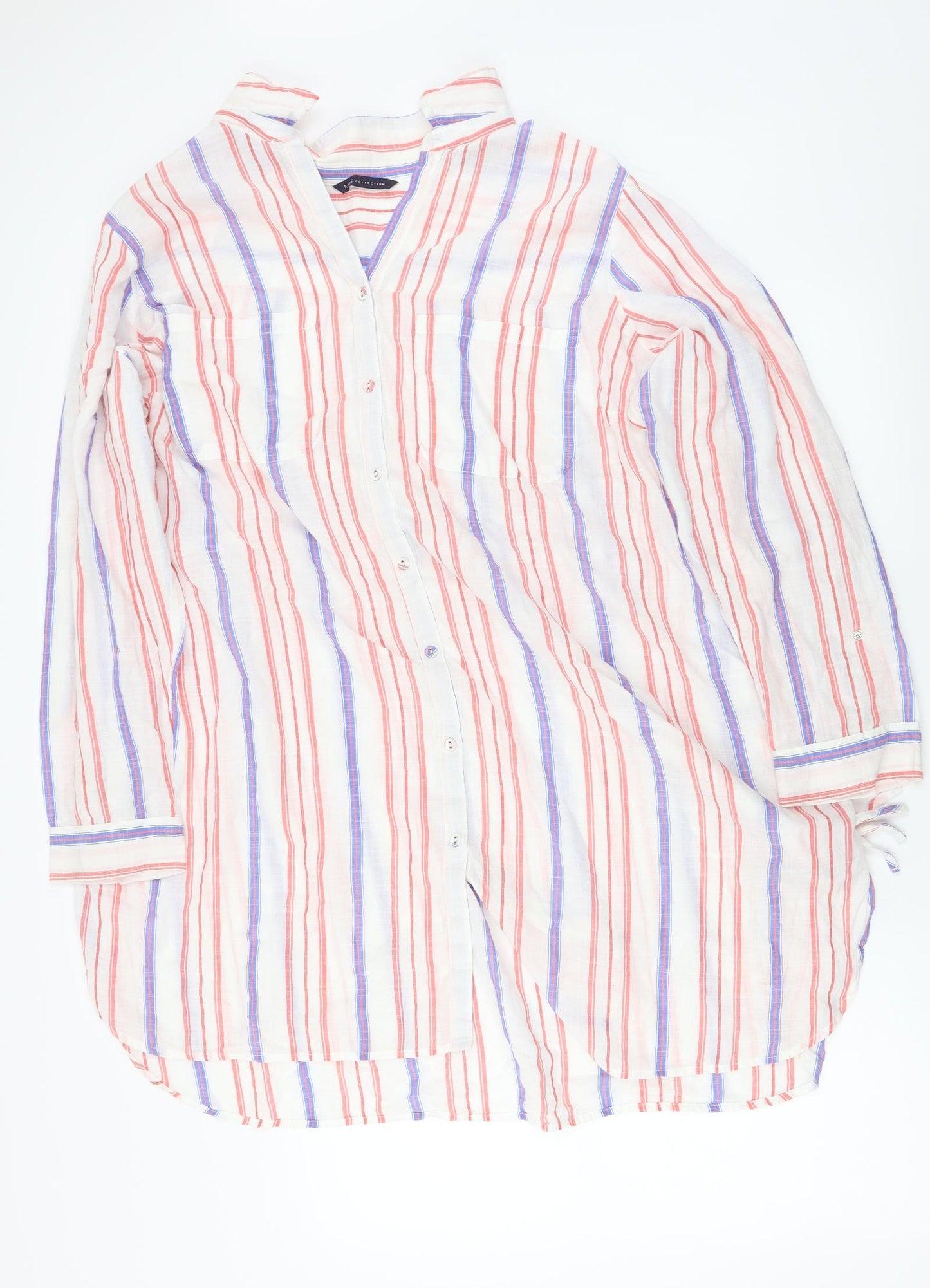 Marks and Spencer  Womens White Striped  Basic Button-Up Size 22