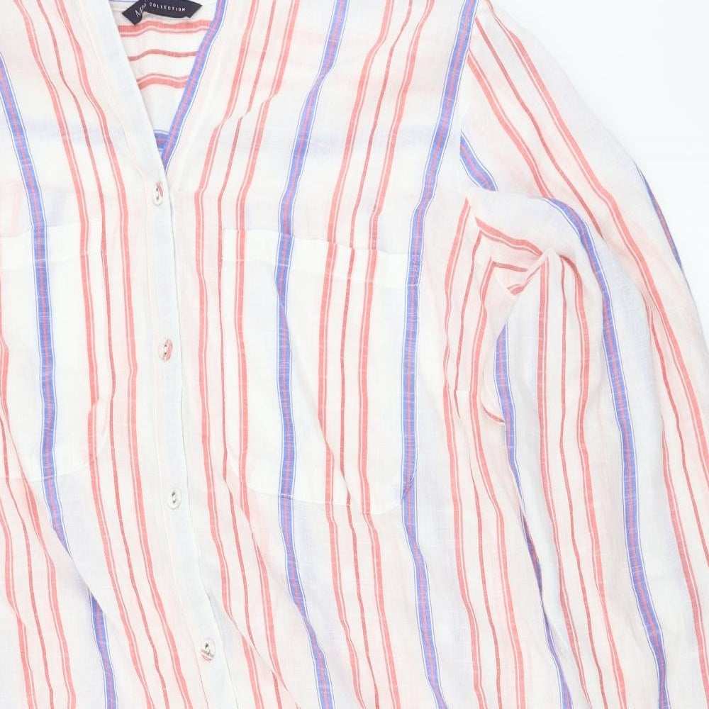 Marks and Spencer  Womens White Striped  Basic Button-Up Size 22