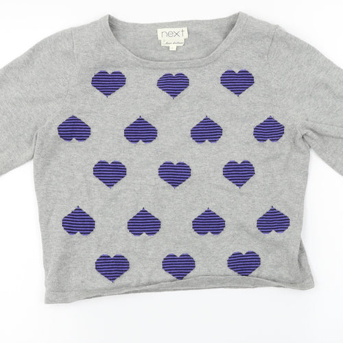 NEXT  Womens Grey   Pullover Jumper Size 12  - heart pattern