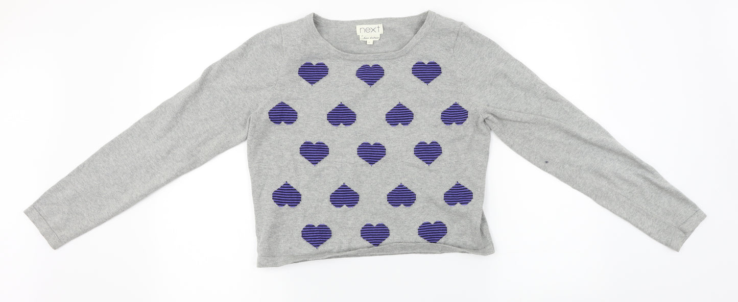 NEXT  Womens Grey   Pullover Jumper Size 12  - heart pattern