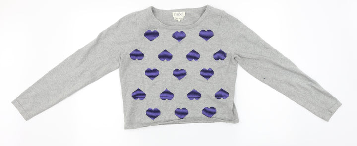 NEXT  Womens Grey   Pullover Jumper Size 12  - heart pattern