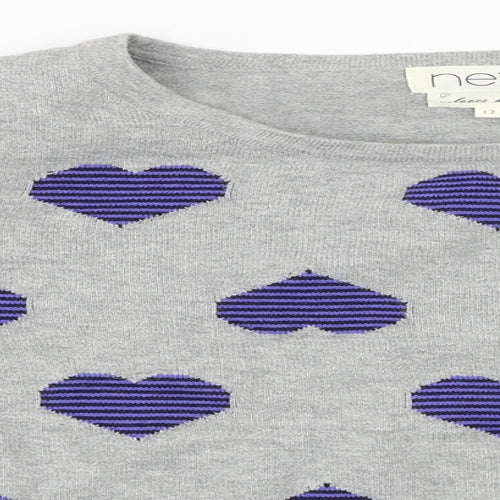 NEXT  Womens Grey   Pullover Jumper Size 12  - heart pattern