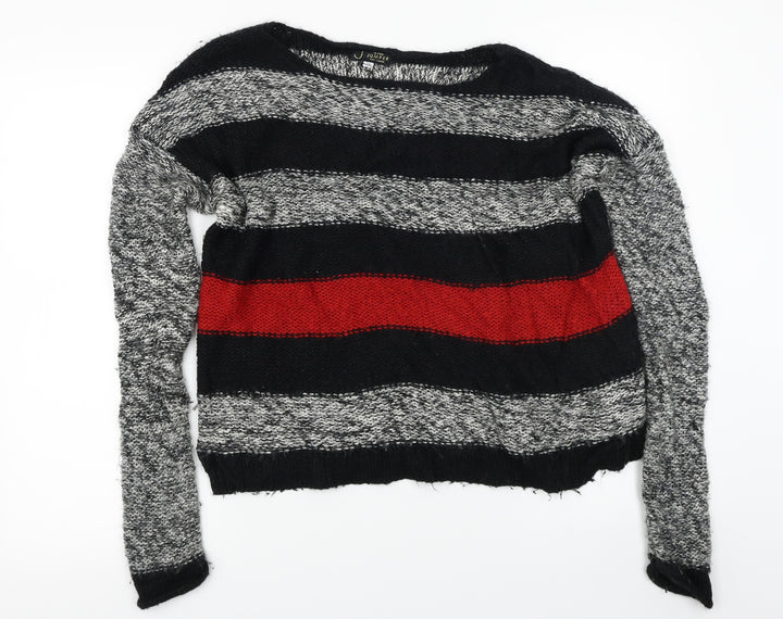 New Look Womens Grey Striped Pullover Jumper Size S