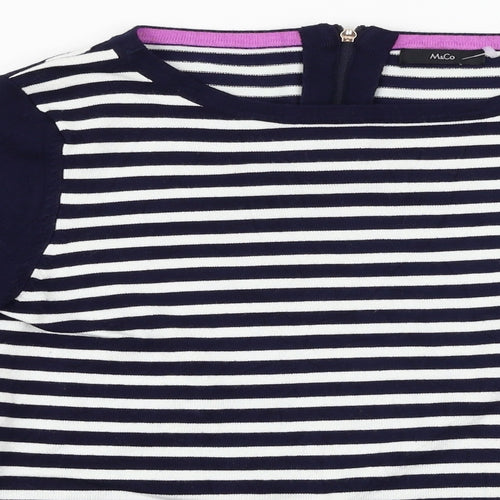 M&Co Womens Blue Striped  Pullover Jumper Size 16