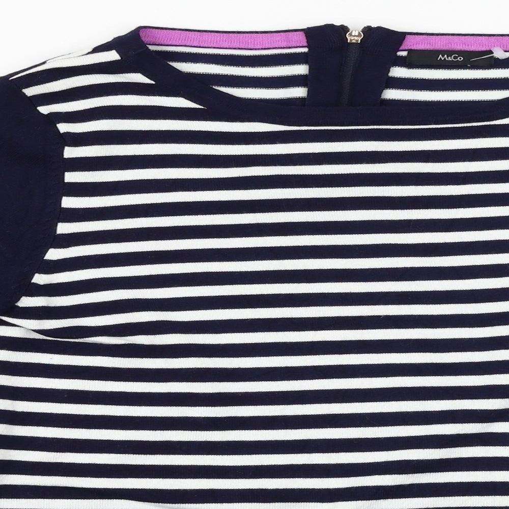 M&Co Womens Blue Striped  Pullover Jumper Size 16