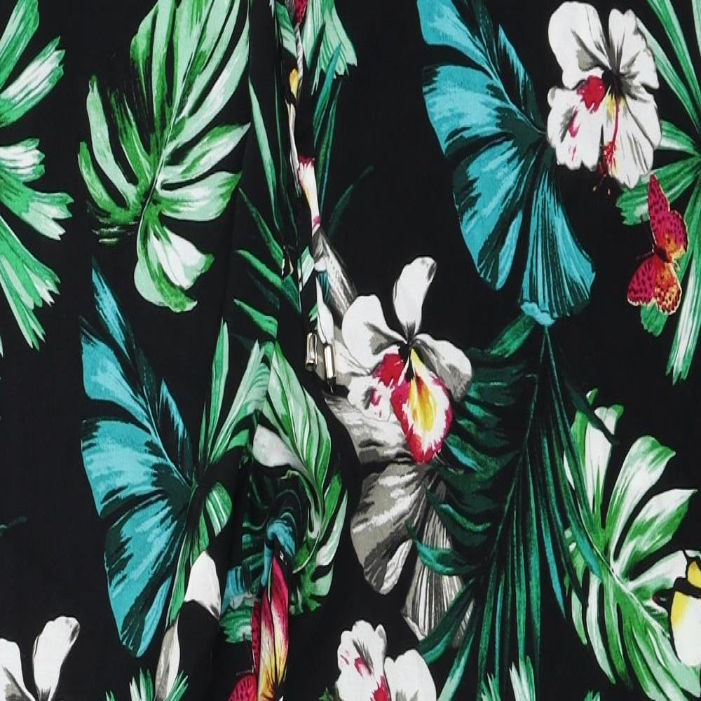 F&F  Womens Black Floral  Trousers  Size 16 L25 in