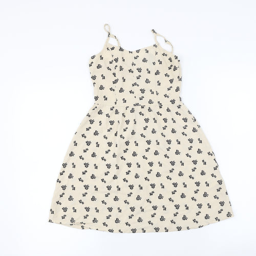 H&M Womens Beige Floral  A-Line  Size S