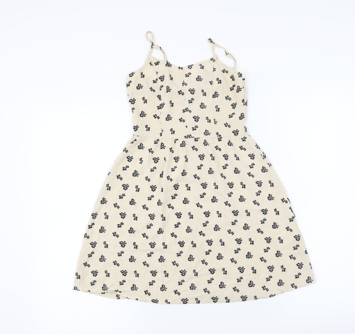 H&M Womens Beige Floral  A-Line  Size S