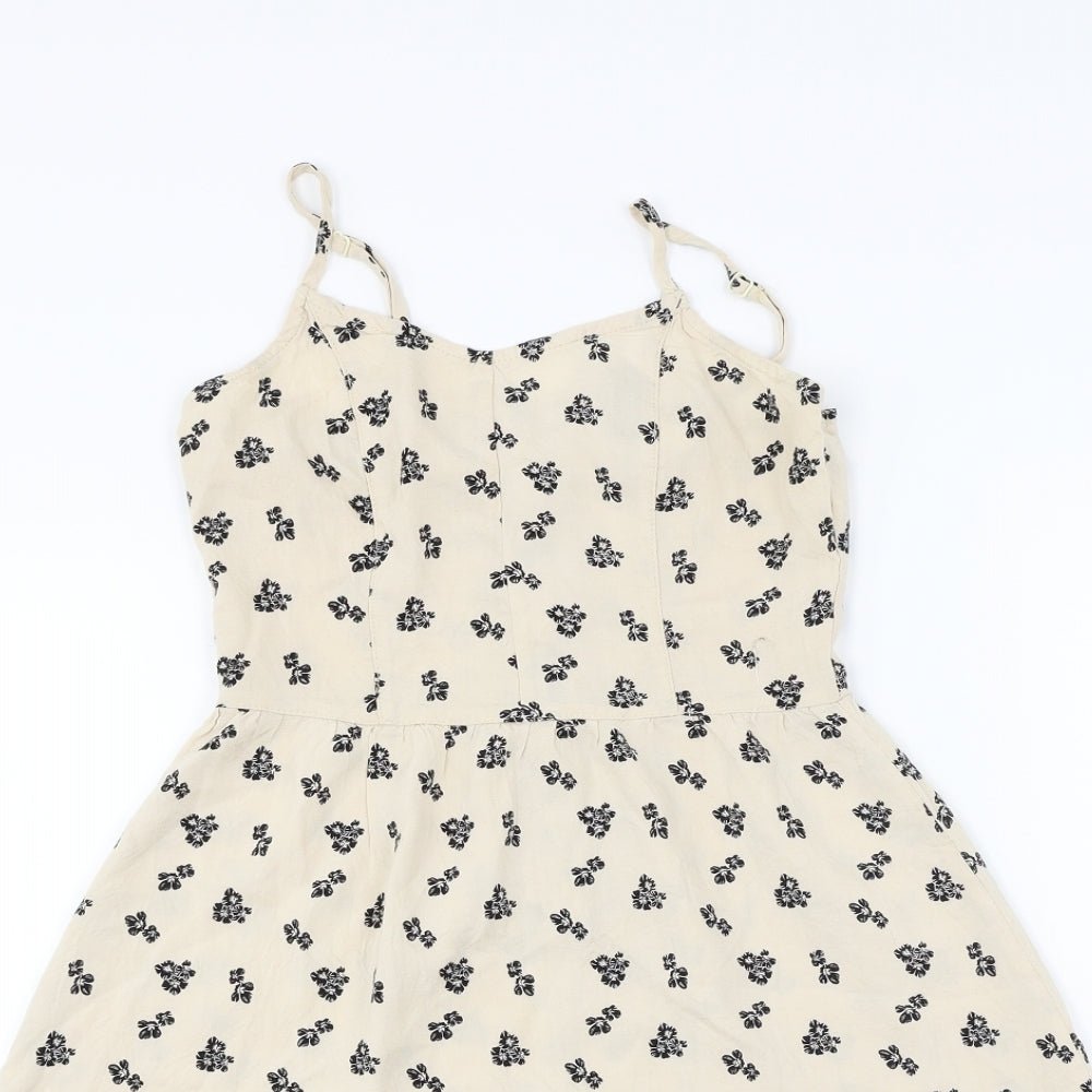 H&M Womens Beige Floral  A-Line  Size S